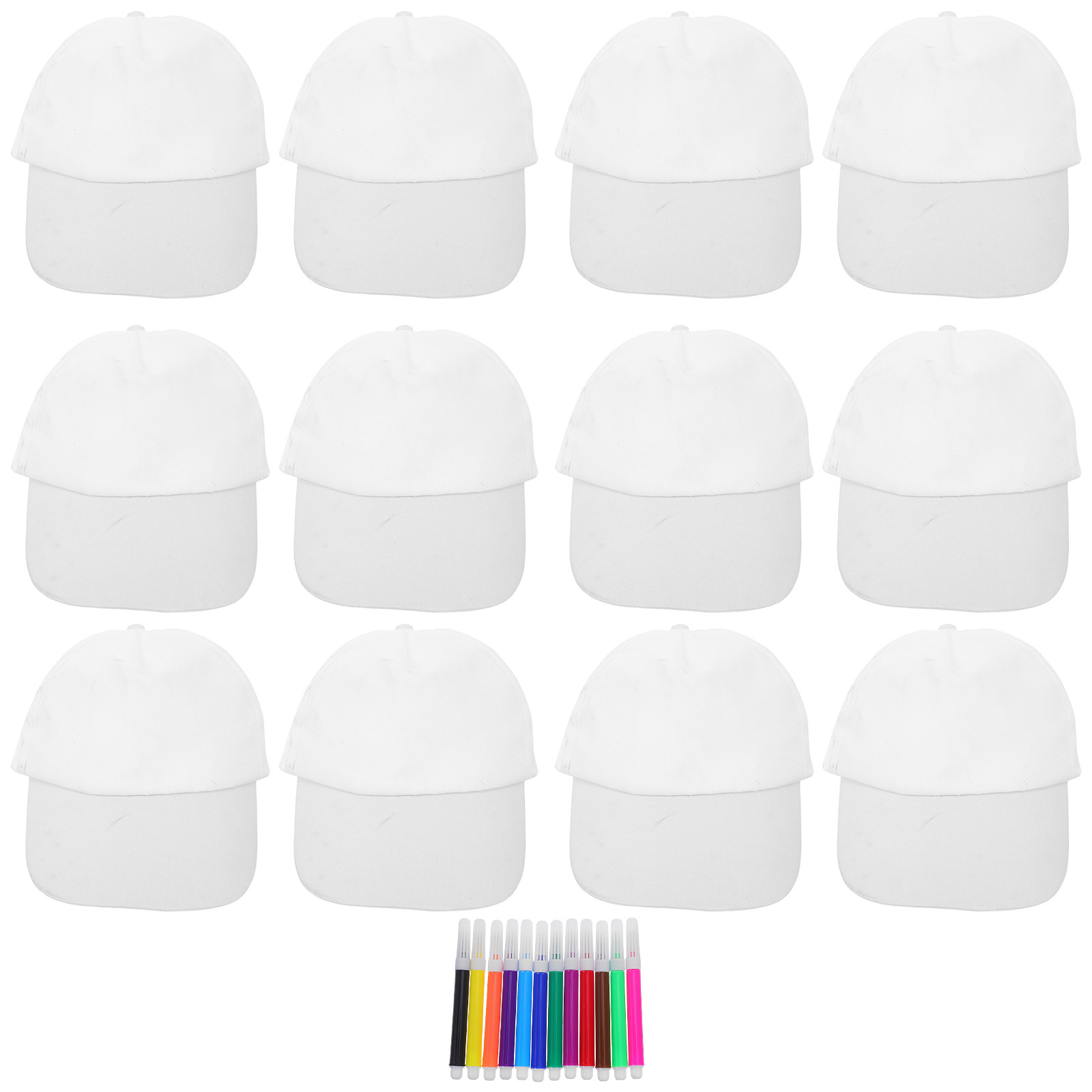 Art Craft Kits - 어린이용 무지 흰색 야구 모자 1세트,