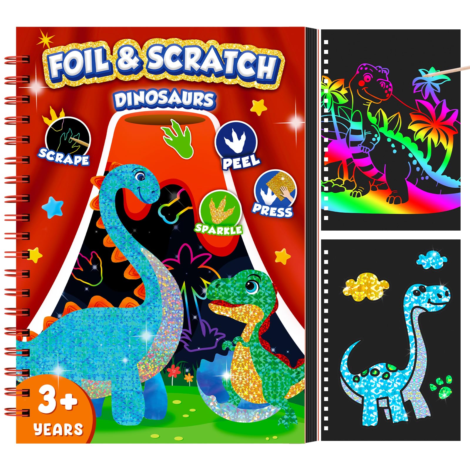 Art Craft Kits For Kids - 공룡 스크래치 아트북 (어린이용) - 호일