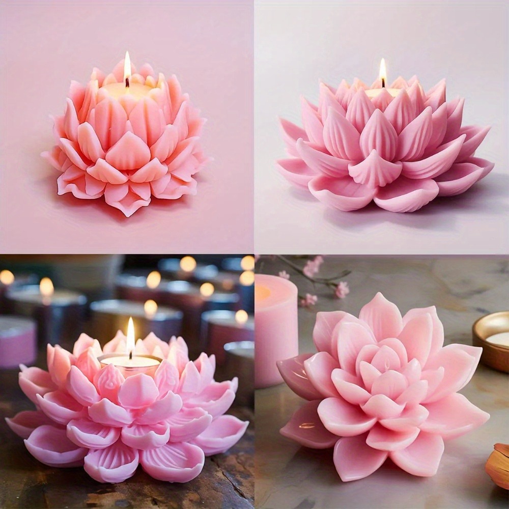 Art And Craft Valentine - 3D 연꽃 캔들 실리콘 몰드 레진