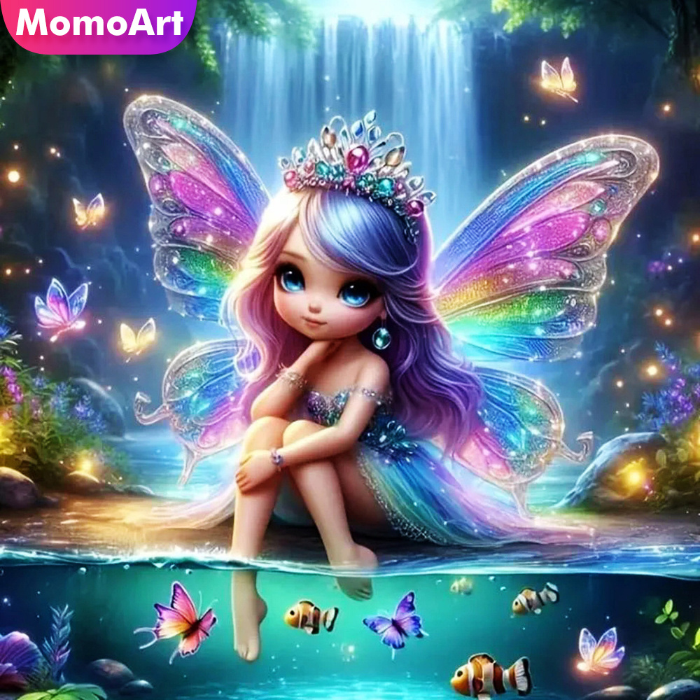 Art Craft Girl - Momoart 소녀 다이아몬드 모자이크 초상화 새로운