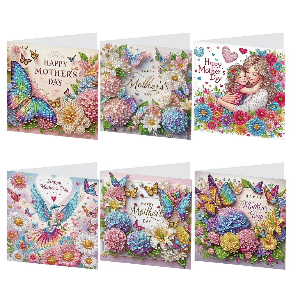 Art Craft Kits - 6Pcs 다이아몬드 아트 페인팅 인사말 카드