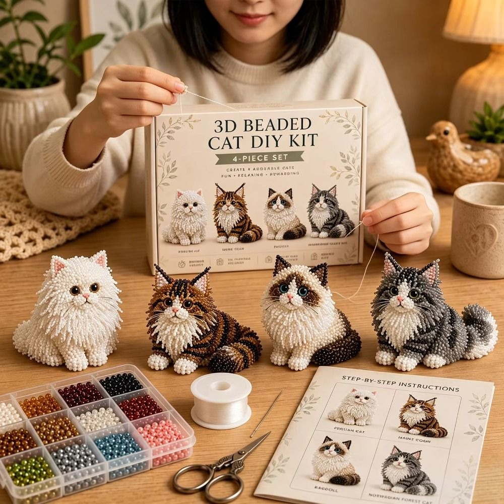 Art Craft Kits For Kids - 수제 DIY 동물 비즈 자수 키트,