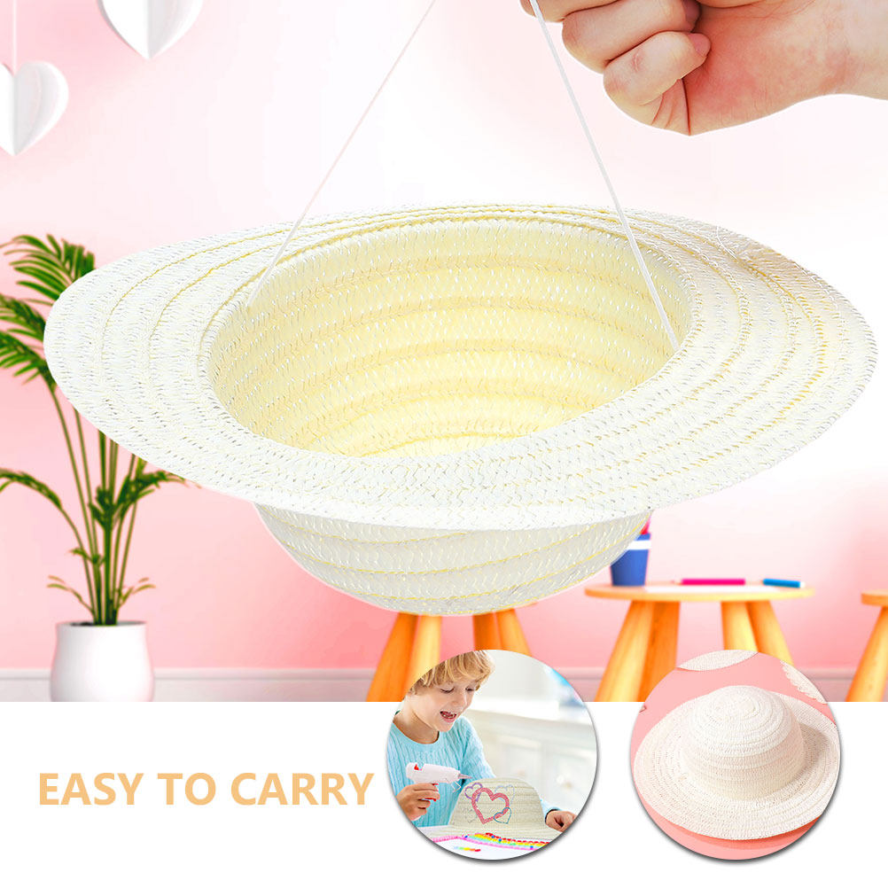 8Pcs DIY 어린이 밀짚 모자 흰색 빈 모자 그림  - Art Craft For Kids 리뷰 및 가격