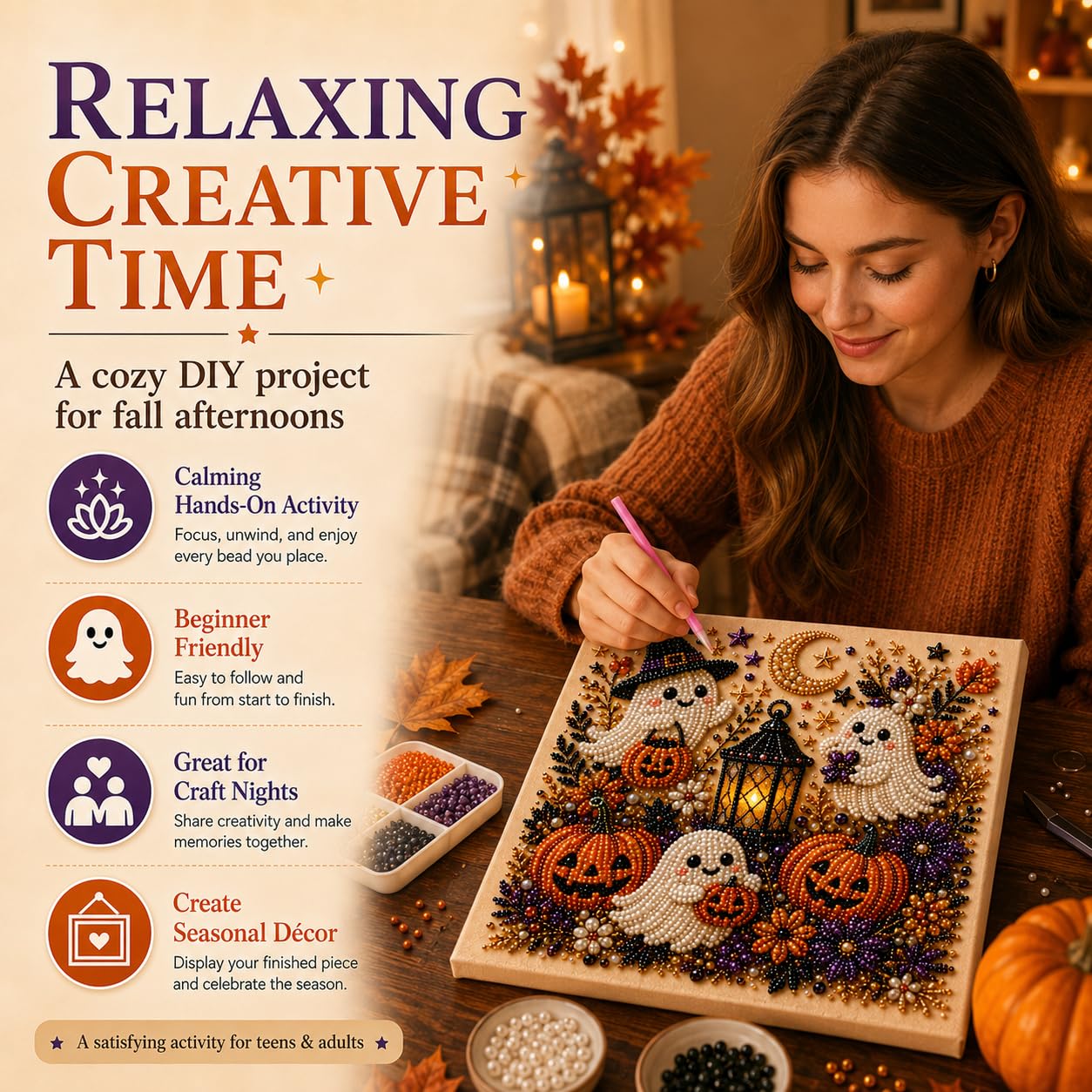 @할로윈 고스트 펄 아트 키트 (성인용 DIY 진주 페 - Art Craft Kits For Adults 리뷰 및 가격