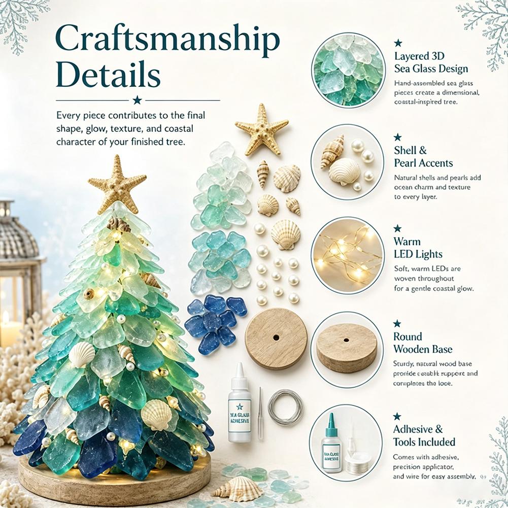 3D 바다 유리 크리스마스 트리 디자인 아트 키트 해변 - Art Craft Kits For Kids 리뷰 및 가격