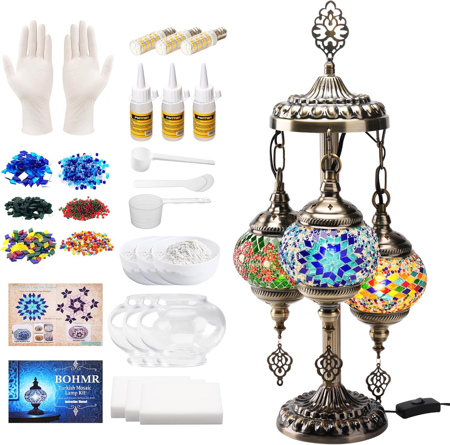 DIY 3구 터키 모자이크 램프 키트, 23인치 스테인 - Art Craft Kits 리뷰 및 가격