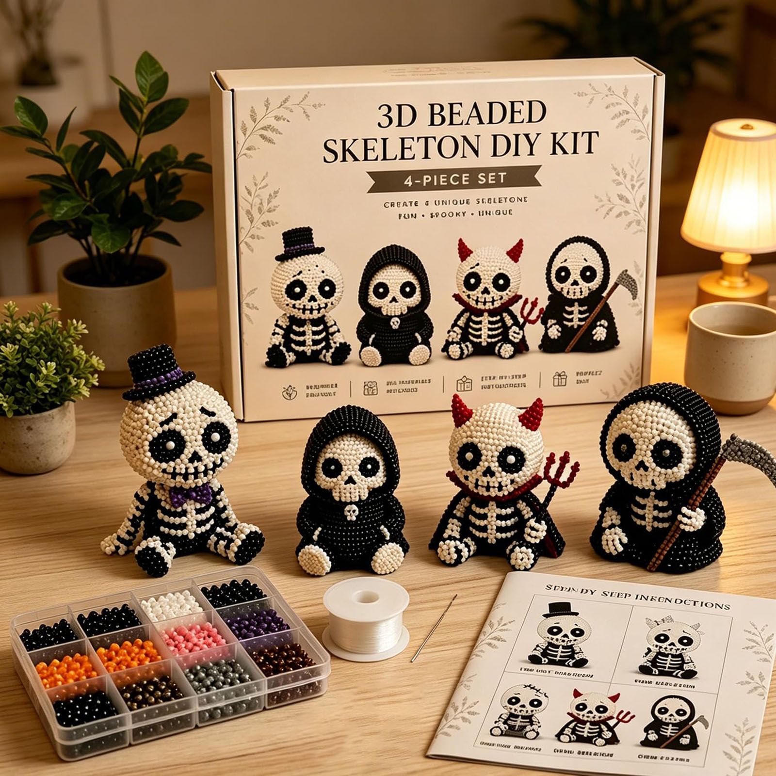 3D 비즈 해골 DIY 키트, 독창적인 고딕 스타일 공 - Art Craft Kits For Kids 리뷰 및 가격