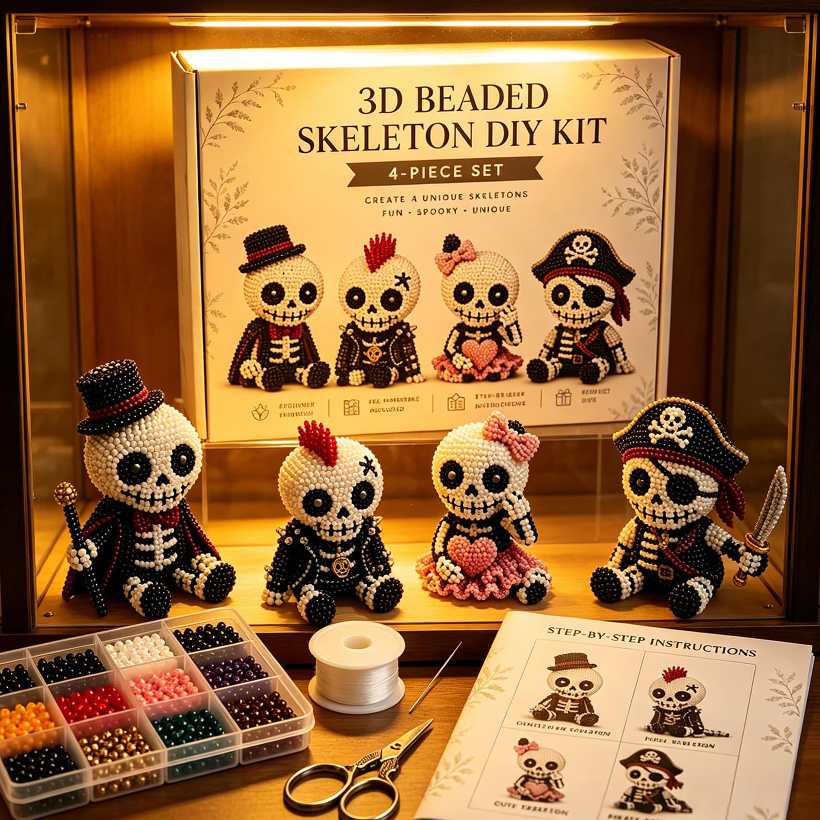 3D 비즈 해골 DIY 키트, 독창적인 고딕 스타일 공 - Art Craft Kits For Kids 리뷰 및 가격