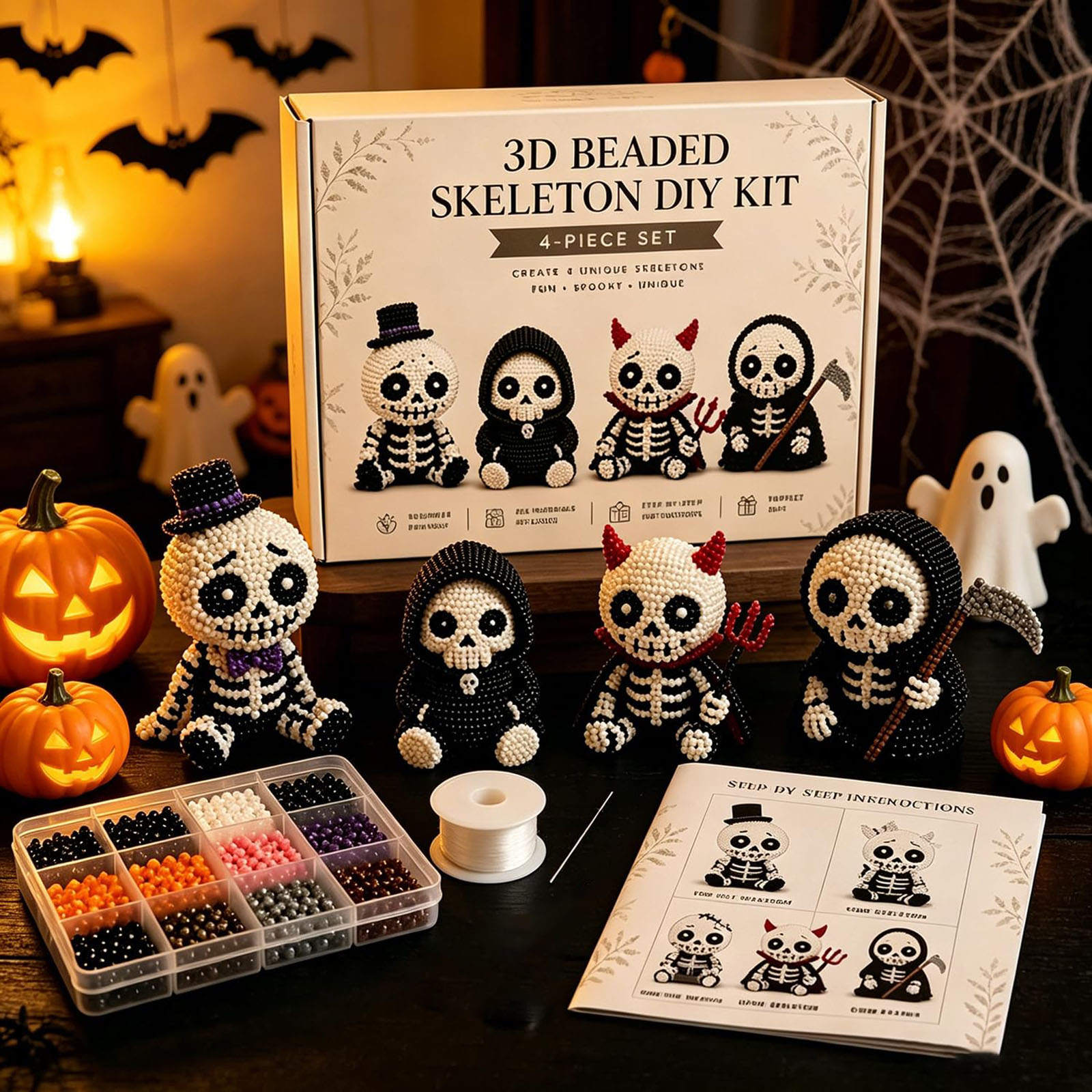 3D 비즈 해골 DIY 키트, 독창적인 고딕 스타일 공 - Art Craft Kits For Kids 리뷰 및 가격