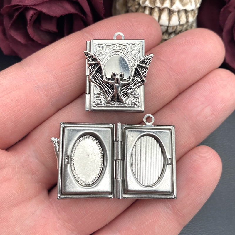 2pcs 27*22mm 박쥐 책 로켓 매력 스테인레스  - Art Craft Display 리뷰 및 가격