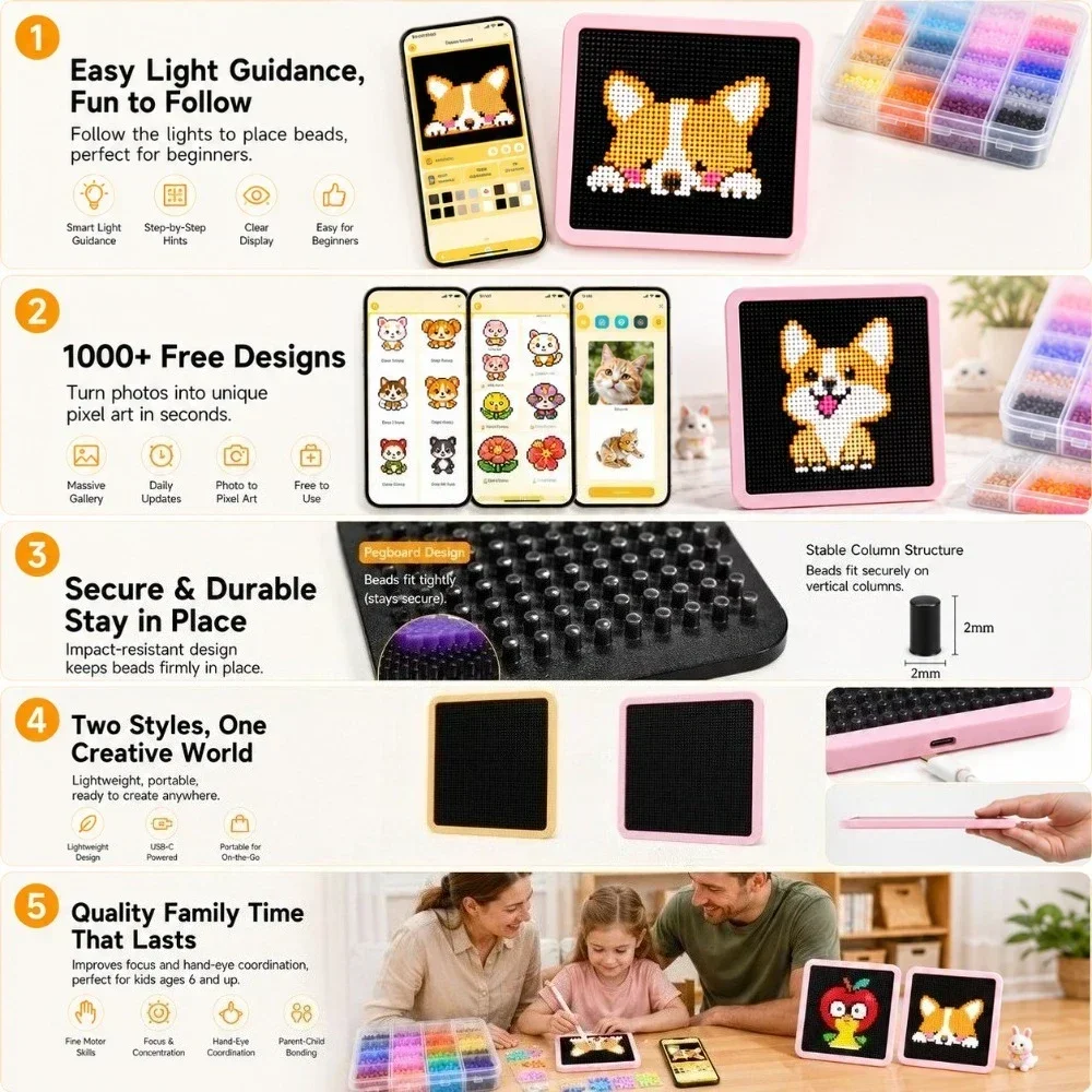 LED 스마트 퓨즈 비드 페그보드, 앱으로 조작하는 패 - Art Craft Kits 리뷰 및 가격